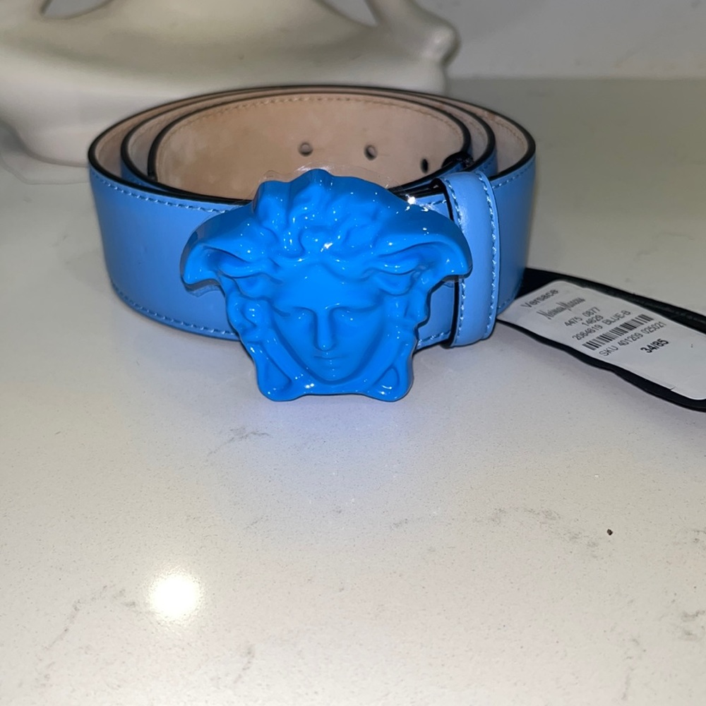 Blue Versace belt